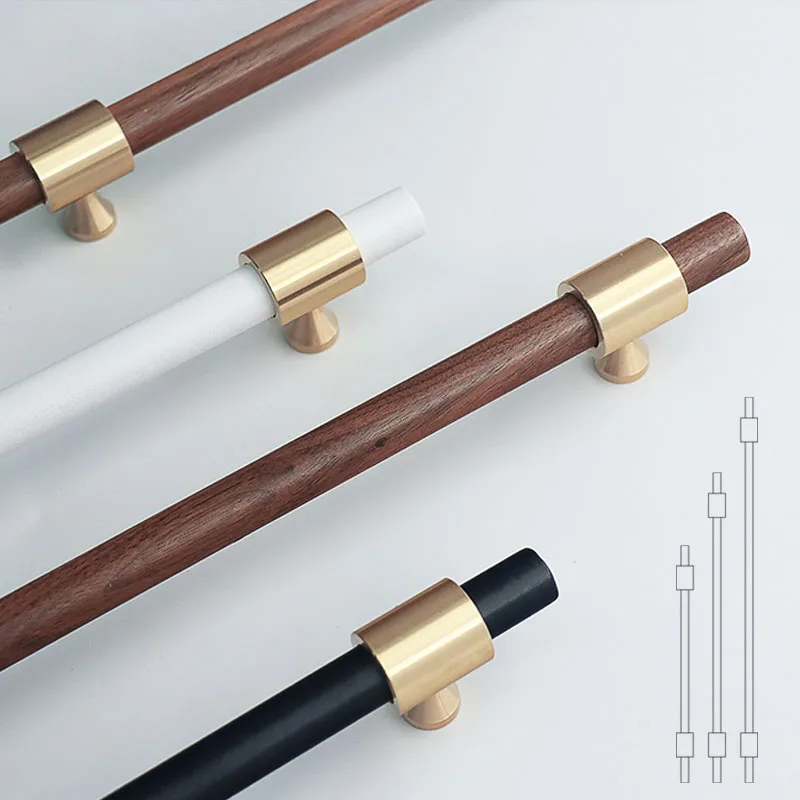 Длинная латунная деревянная ручка для шкафа и ручки Мебельная спальни кухни в