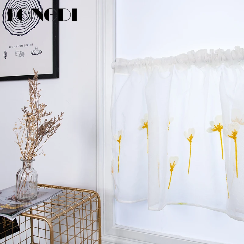 Домашние кухонные шторы TONGDI короткие ярусы элегантные белые тюлевые занавески с