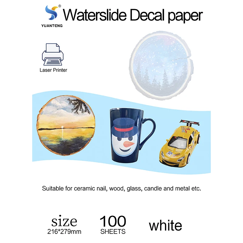 100 Sheets No Need Coating Oil Water Slide Laser Paper WHITE Laser Letter Size 8.5