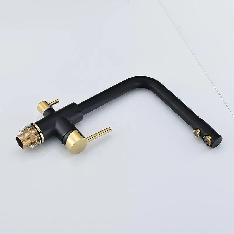Кран с фильтрованной водой латунный смеситель двойным распылителем в черный