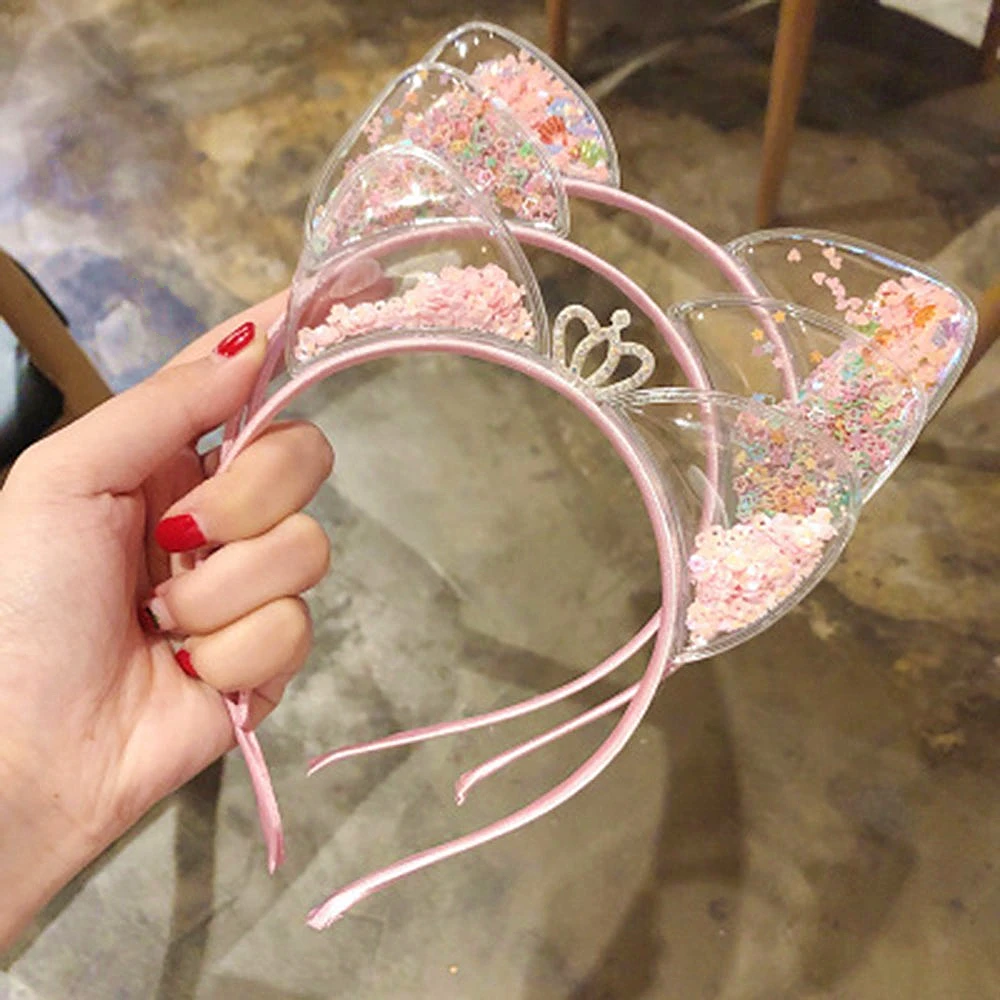 Повязка на голову с красочными блестками и кошачьими ушками | Аксессуары для