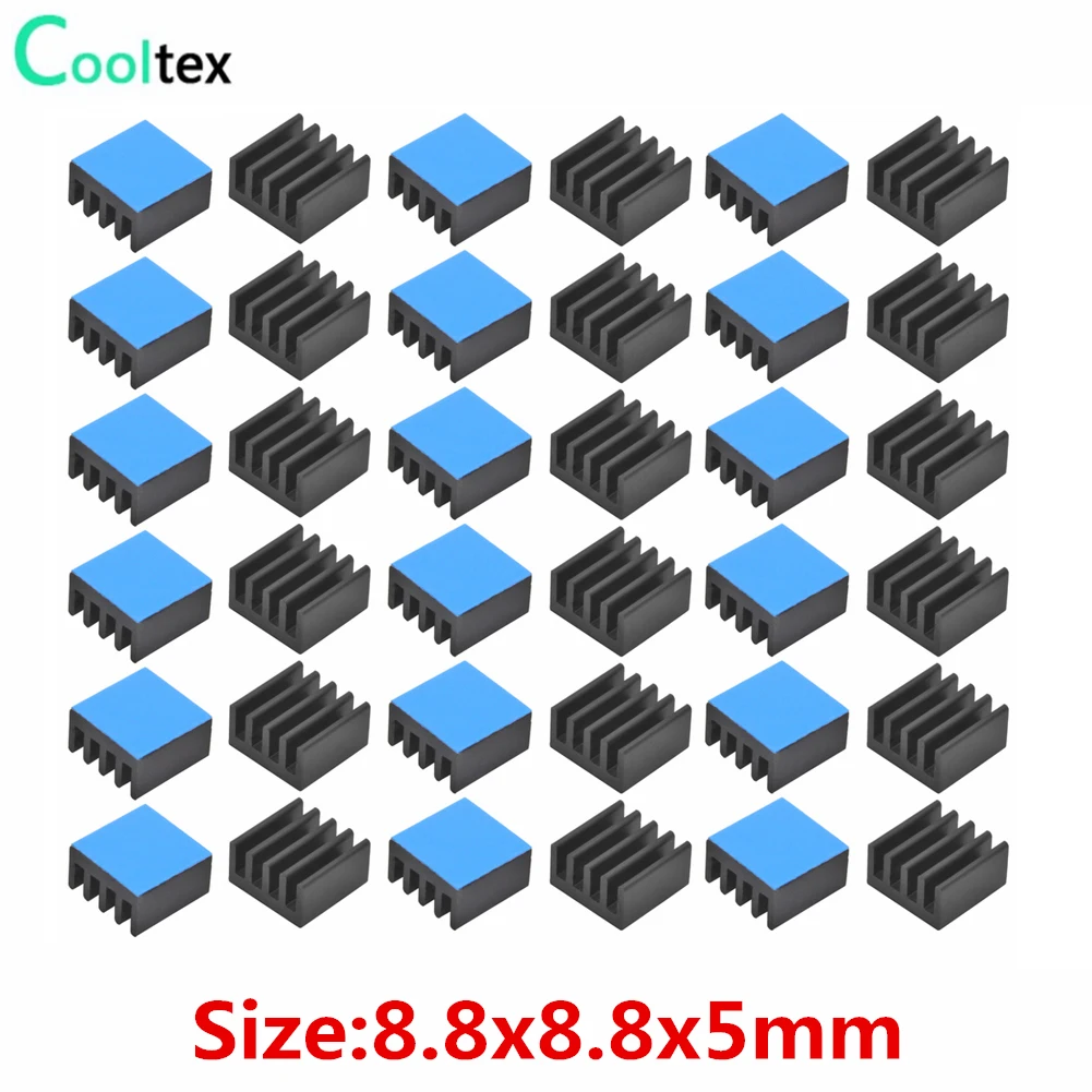 50pcs 8.8x8.8x5mm Aluminum Heat sink for Raspberry pi Electronic IC With Thermal Conductive Tape