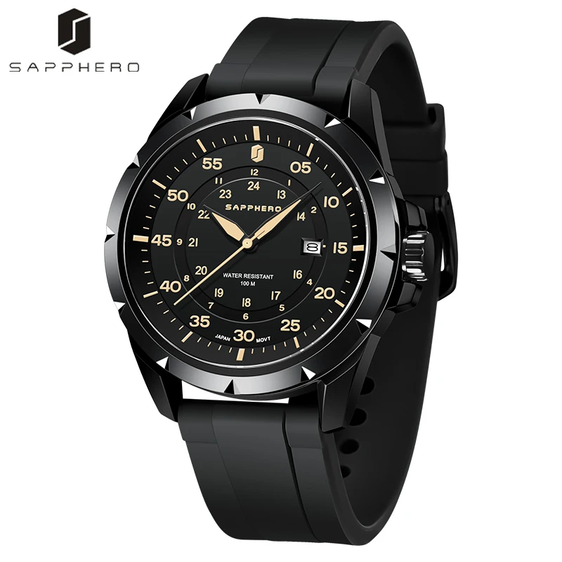 

SAPPHERO Mens Watch Top Brand 100M Waterproof Quartz Wristwatch Date Casual Business Fashion Luxury Clock Watch for Men