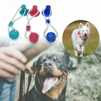 dog training toys interactive activity play toy suction cup push ropeball tug toy tpr ball pet tooth cleaning pet accessories