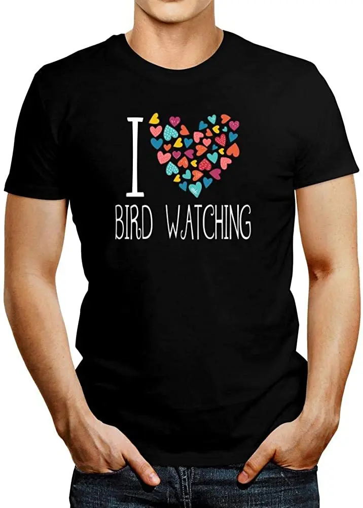 

I Love Bird Watching Colorful Hearts T-Shirt New Arrivals Summer Cool men Tee 2020 Breathable All Cotton Short Sleeve T Shirt