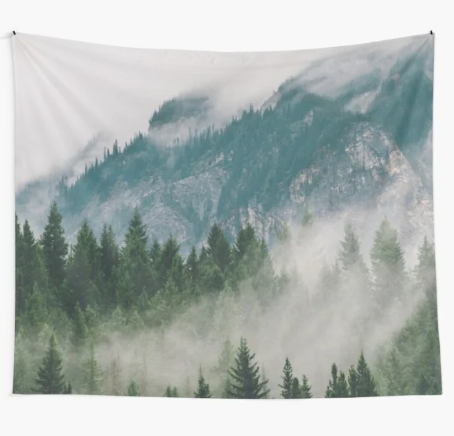 

Vancouver Fog Tapestry Nature Forest Boho Mandala Tapestries Witchcraft Hippie Living Room Dorm Wall Hanging Blanket Home Decor