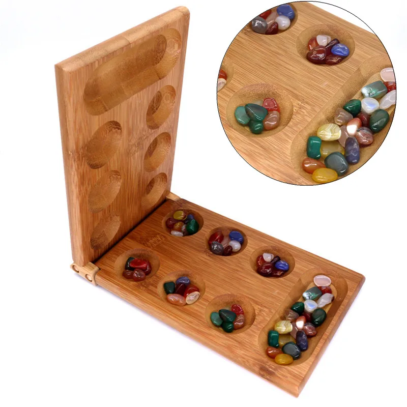

African Gem Chess Classic Strategy Puzzle Toys Party Game Folding Chess Board Children Educational Logical Thinking Toys