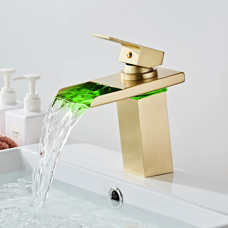 СВЕТОДИОДНЫЙ черный смеситель для раковины ванной комнаты горячей и холодной