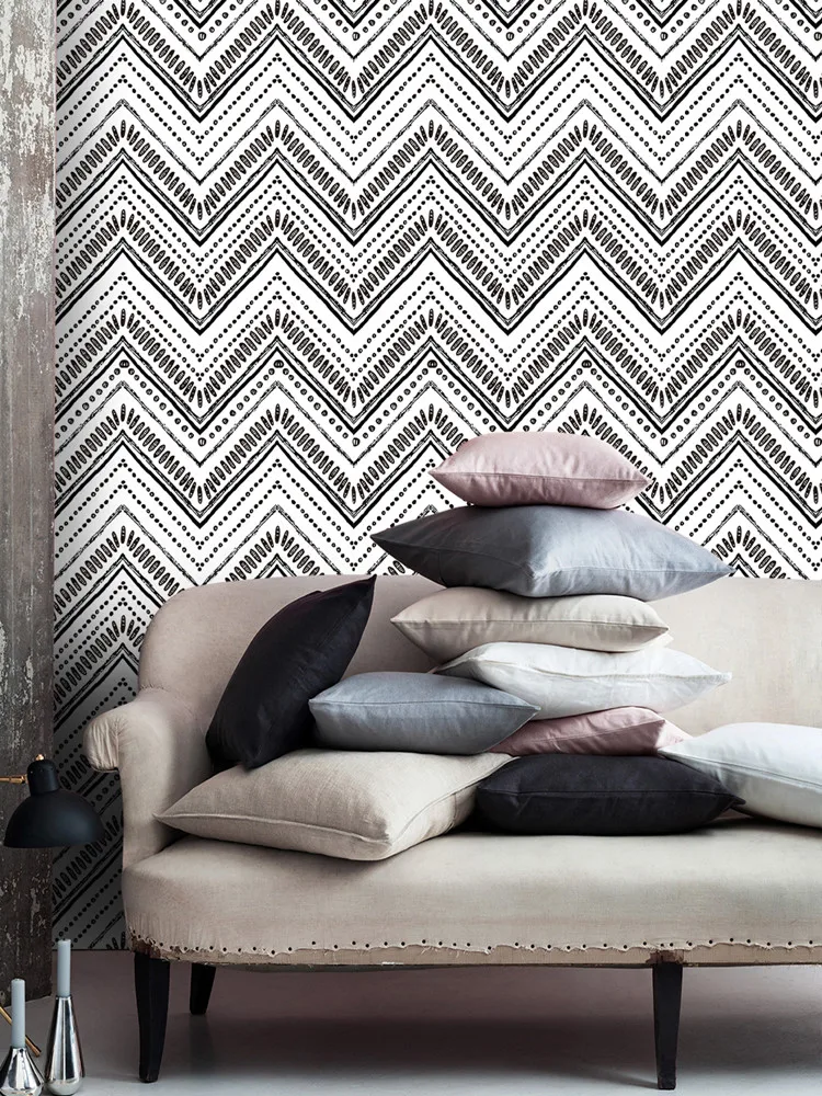 Современные круглые овальные полоски шелковая и клейкая настенная бумага черно