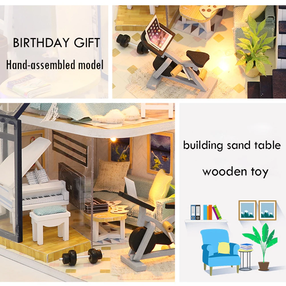 

DIY Mini Hut Tiny House Home Hand-Assembled Miniature Model Creative Small House Wooden Toy Creative Gift for Girls Friend Kids