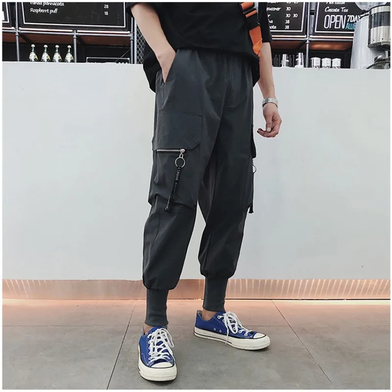 

Plus Size 5XL-M Spring New Loose Cargo Pants Men Clothing Simple Ankle Length Multi Pockets Hip Hop Stretched Trousers Casual