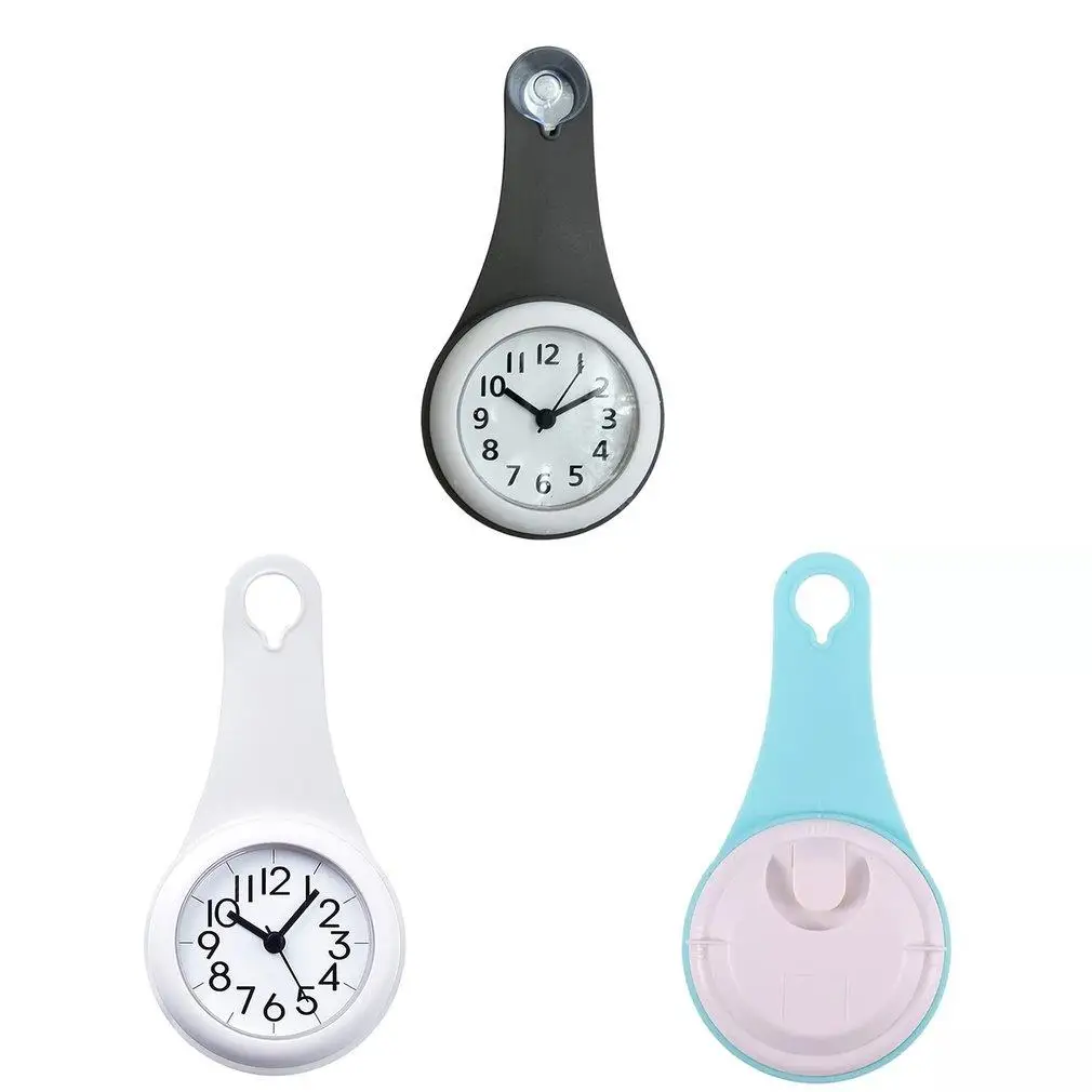 

New Colorful Kitchen Bathroom Wall Clock Waterproof Silent Shower Hanging Decor Wall Clockswith Suckers Home Decoration