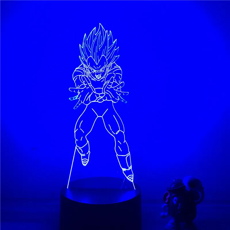 Dragon Ball Z Вегета ГОКу супер сайян, «Жемчуг дракона 3D светодиодный Ночной светильник 7 цветов сенсорный оптический Иллюзия фигурку настольная лампа украшения