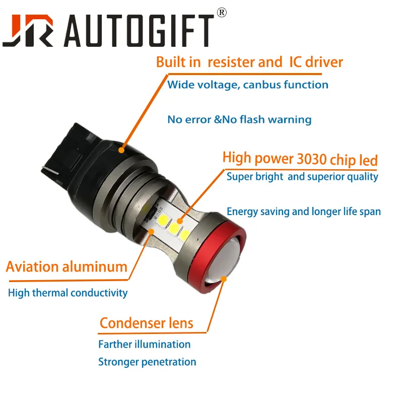 20PCS 7440 7443 3156 3157 PWY24W 7SMD 3030 LED Car Light Canbus NO OBC ERROR IC driver Auto Lamp Parking turn Bulb 12V-24V | Автомобили и