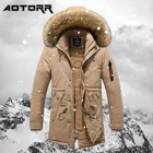 Мужская теплая флисовая парка, длинная ветрозащитная куртка с меховым воротником и капюшоном, повседневная верхняя одежда, новинка зимы 2022