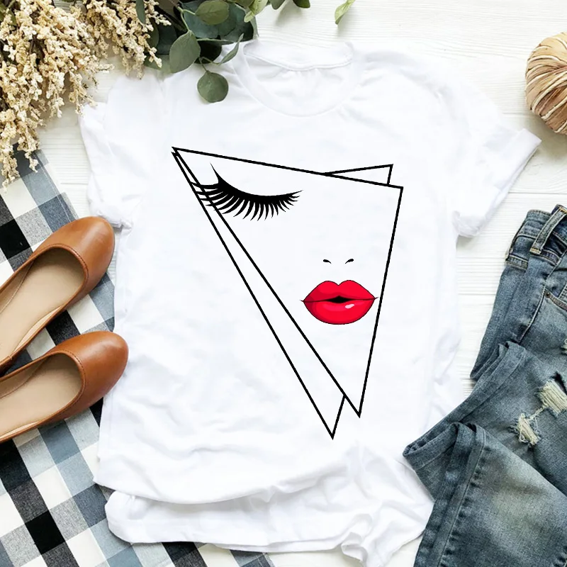 Женская милая футболка с рисунком лица 90s модная женская графическим