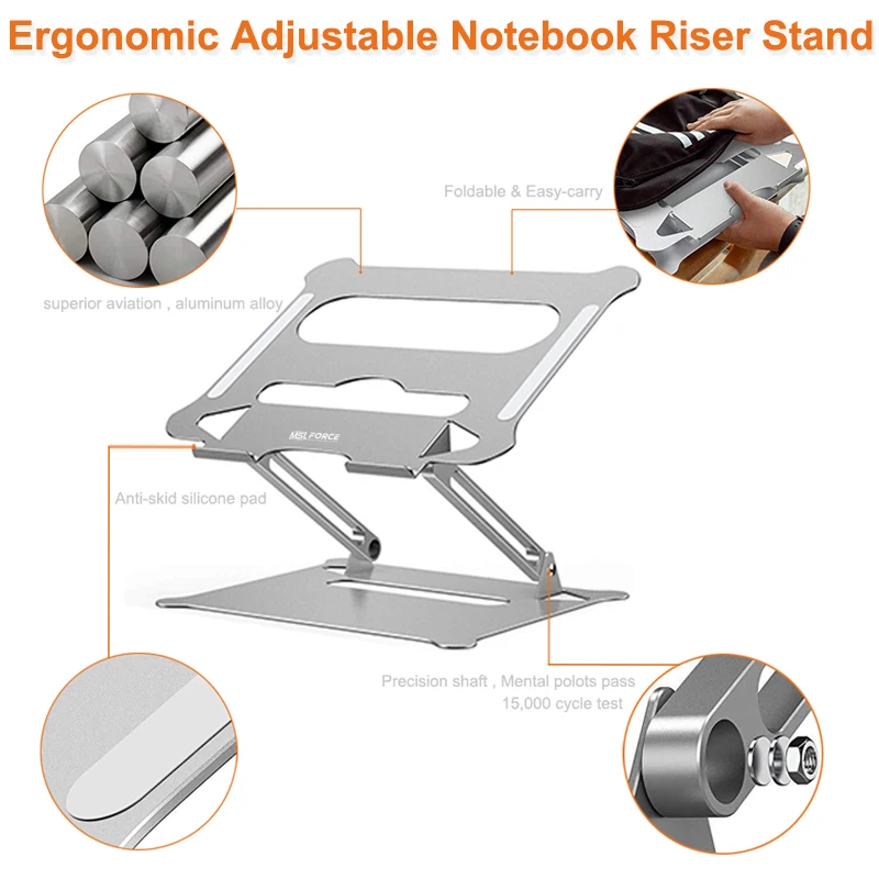 Складная подставка для ноутбука с тепловым отверстием регулируемая алюминиевая