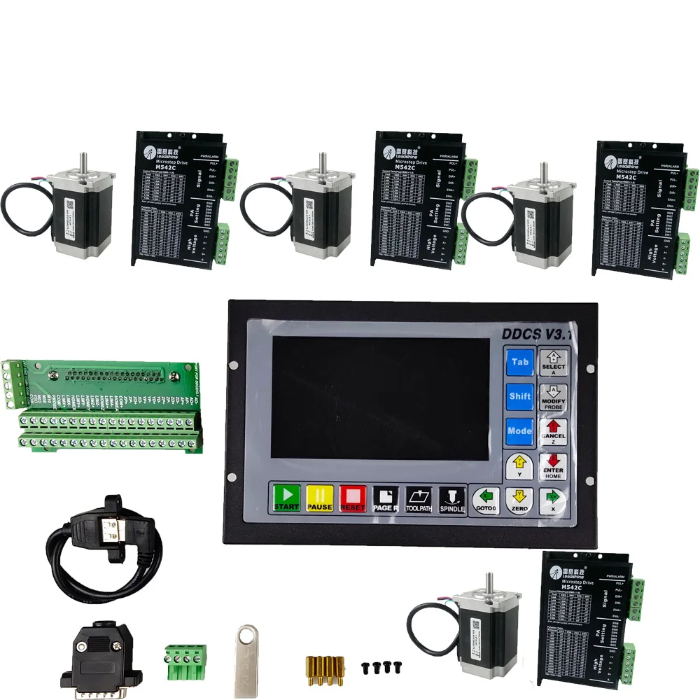 Комплект контроллера CNC MACH3 1 4 осевой DDCSV3.1 + привода Leadshine M542C шаговых двигателя