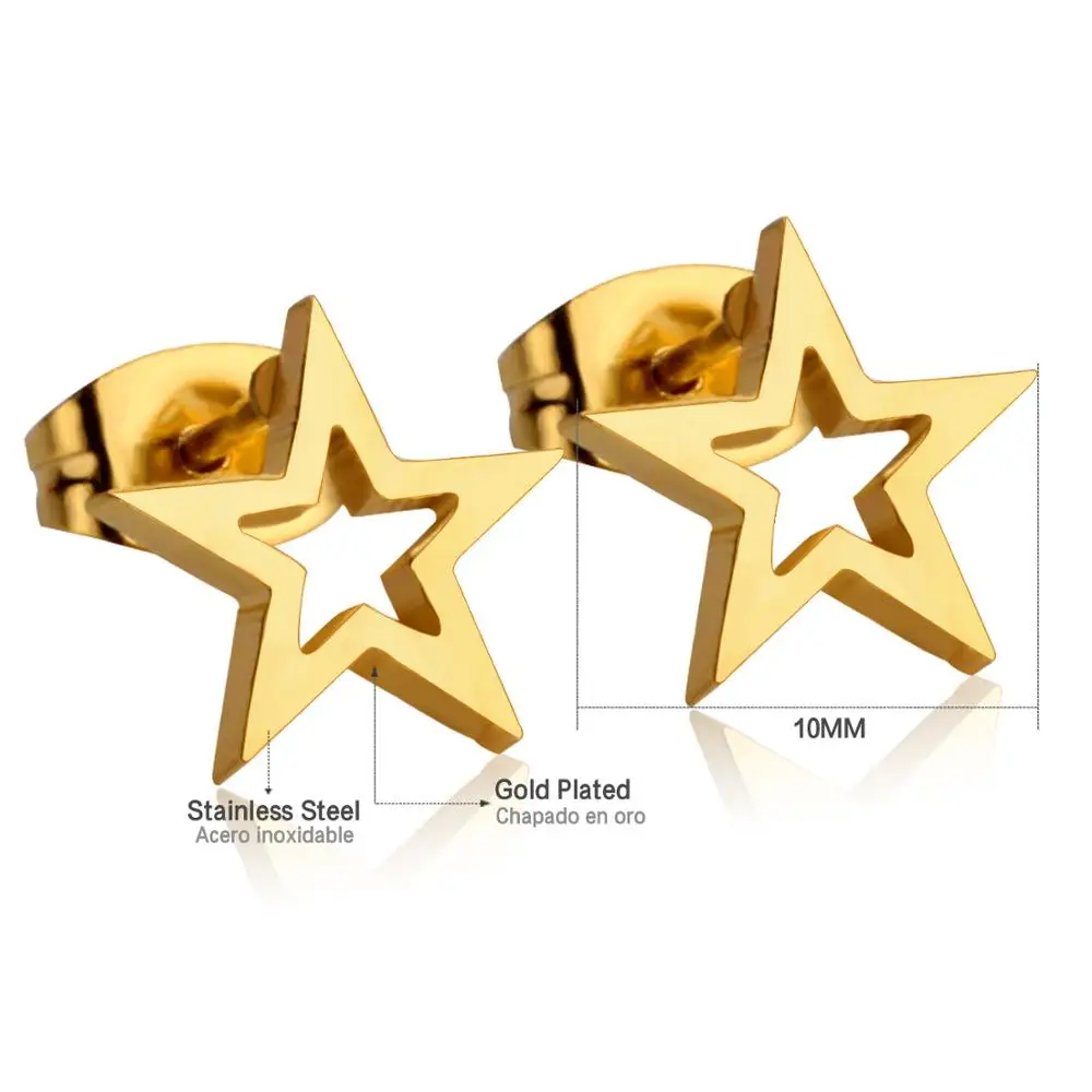 Маленькие серьги гвоздики LUXUKISSKIDS EA112001G 10 парт/лот|star studs|star starstud star |