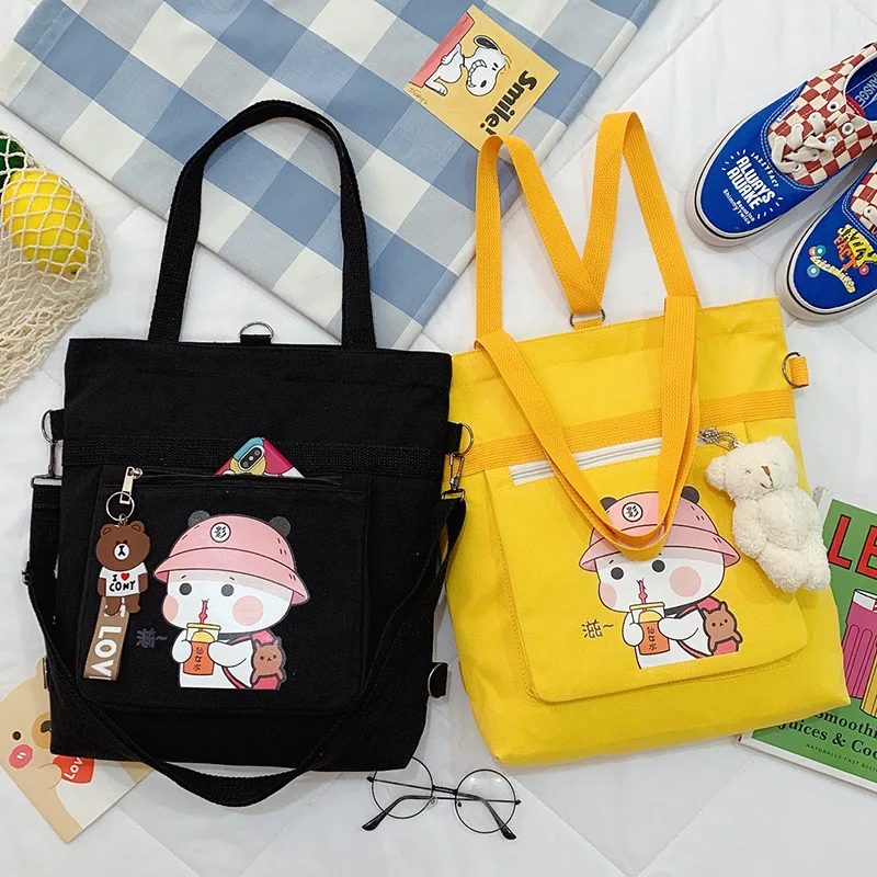 

Printed Canvas Bag Women's Single Shoulder Diagonal Fashion Multi-purpose Double Shoulder Canvas Bag Student Tuition Bag