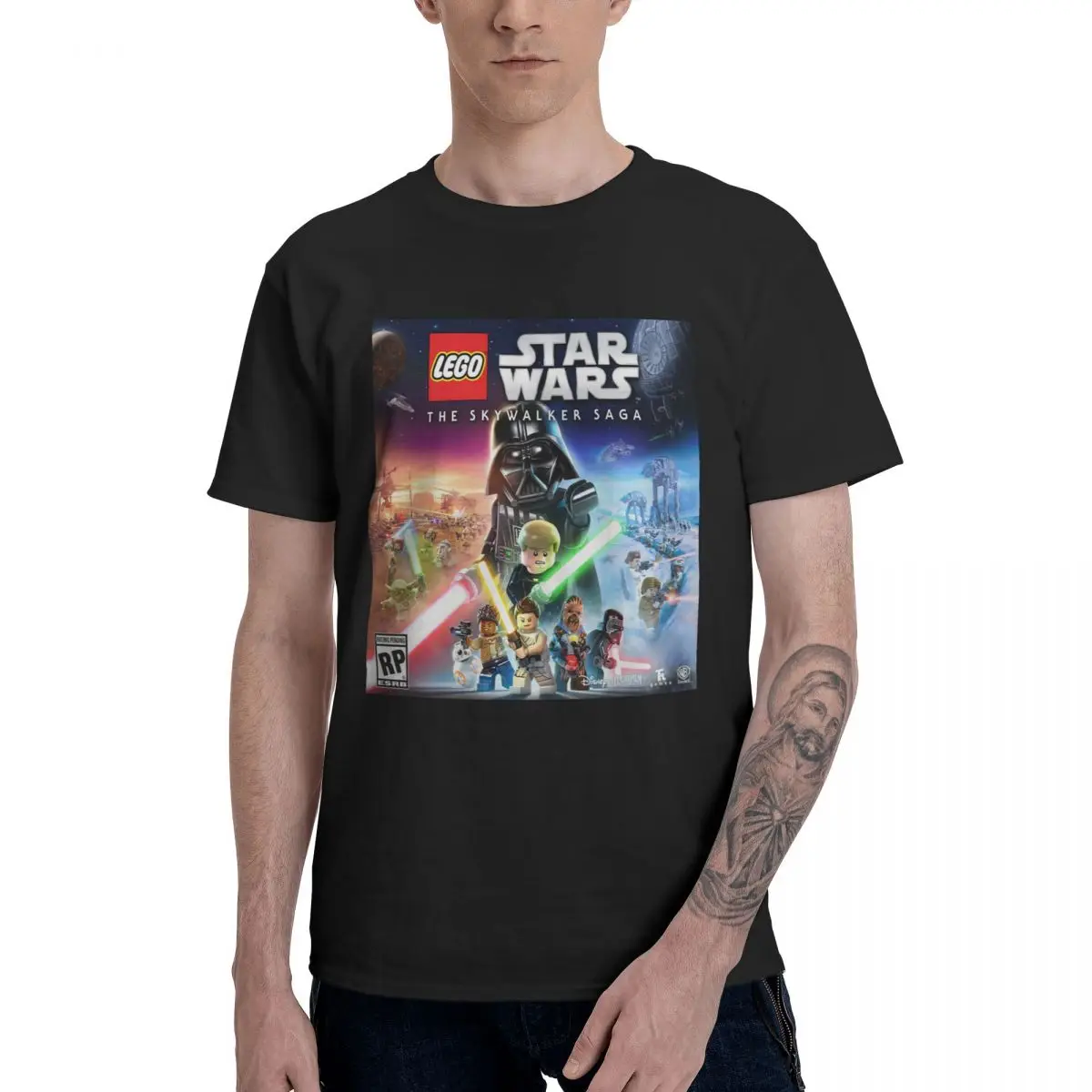 

S.tar Wars Для мужчин футболка короткий рукав полиэстер с круглым вырезом; Мягкие удобные рубашки крой, подходит для ежедневного ношения