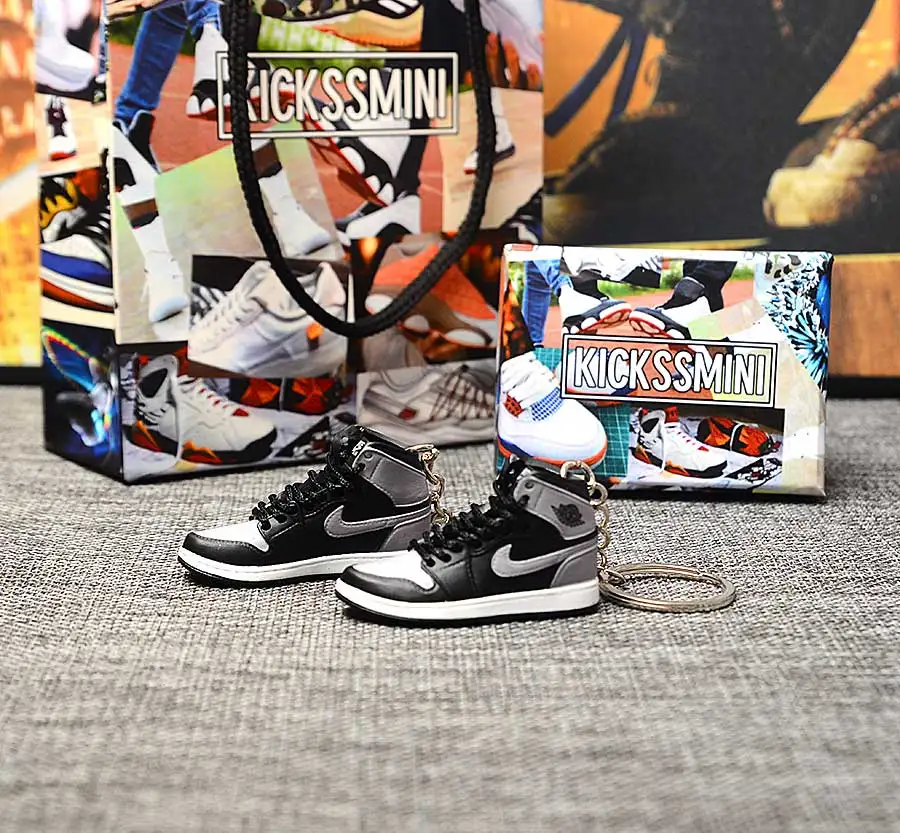 a pair w metal ring Персональный DIY Jordan Generation AIR JORDAN 1 chicago 3D кроссовок фигурный брелок сумка Подвеска парный брелок - Цвет: a pair w metal ring