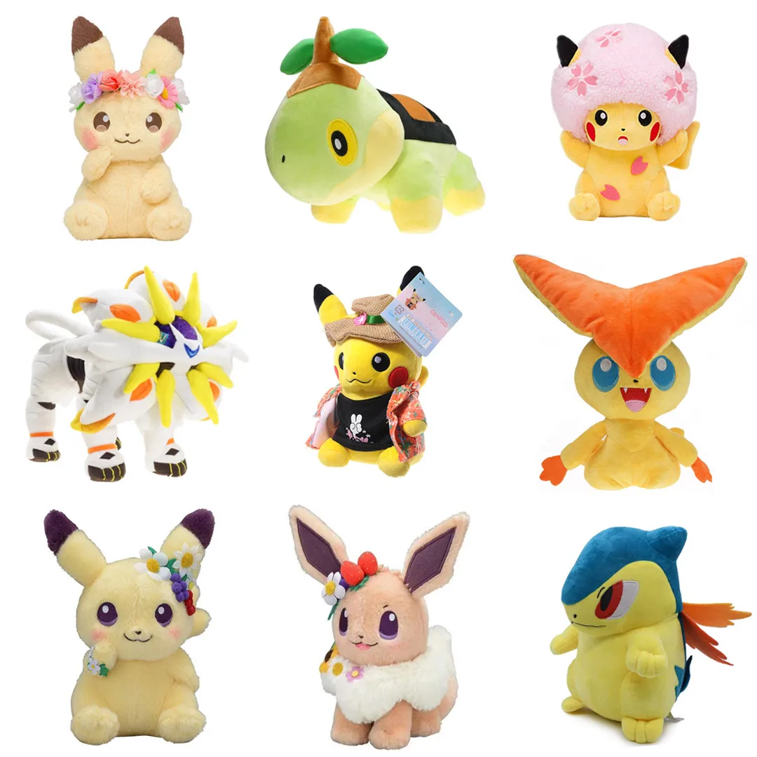 Высококачественная детская мягкая игрушка Pokemon Typhlosion Victini Solgaleo Turtwig Evee Мягкая