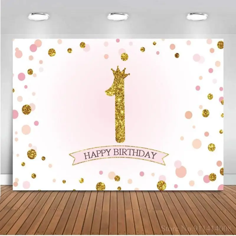 

Glitter Polka Dots One Two Three Birthday Backdrop Photography Newborn Baby 1st Birthday Party Banner Photo Background