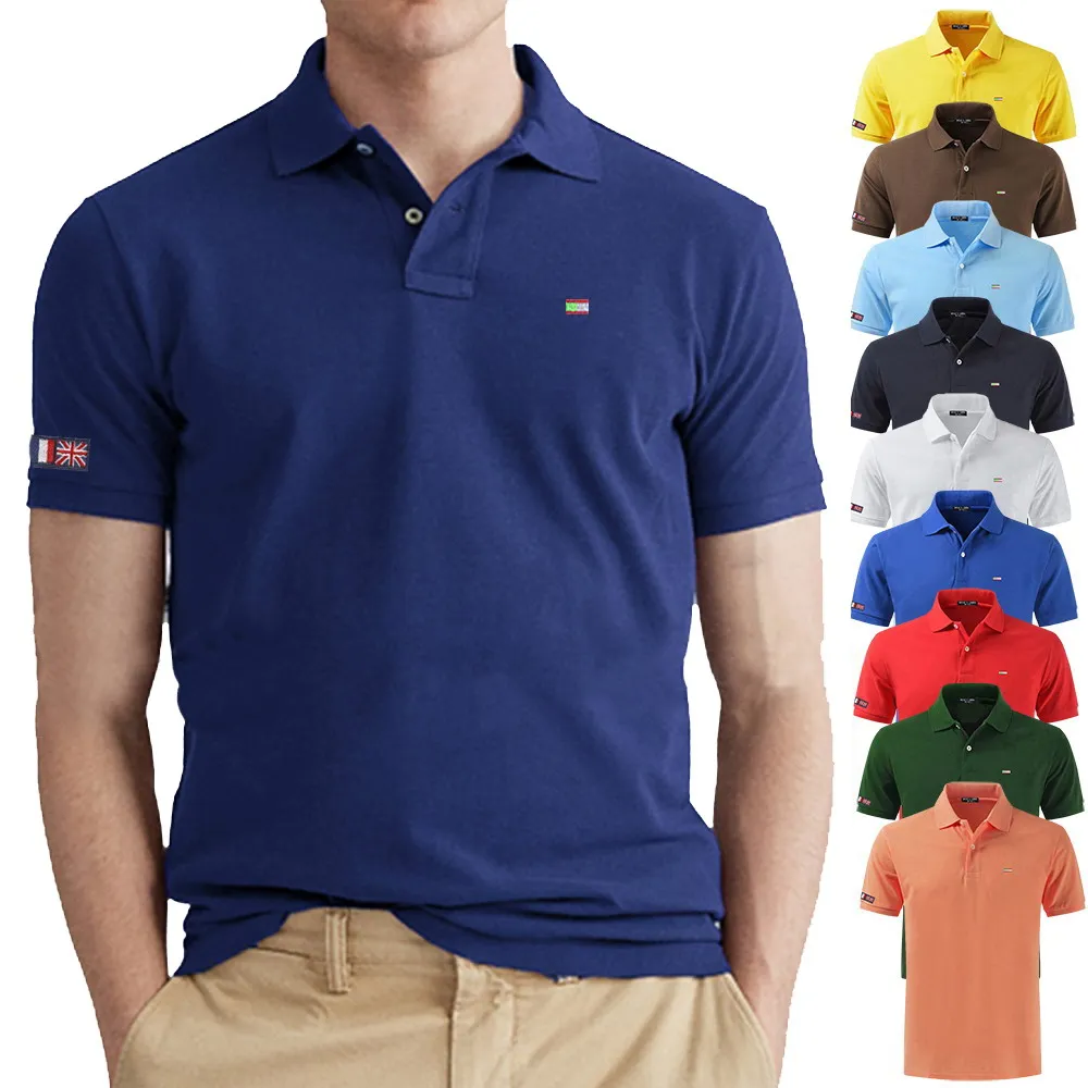 Рубашка-поло мужская с коротким рукавом 2021 хлопок однотонная | Мужская одежда
