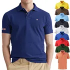 Рубашка-поло мужская с коротким рукавом, 2021 хлопок, однотонная