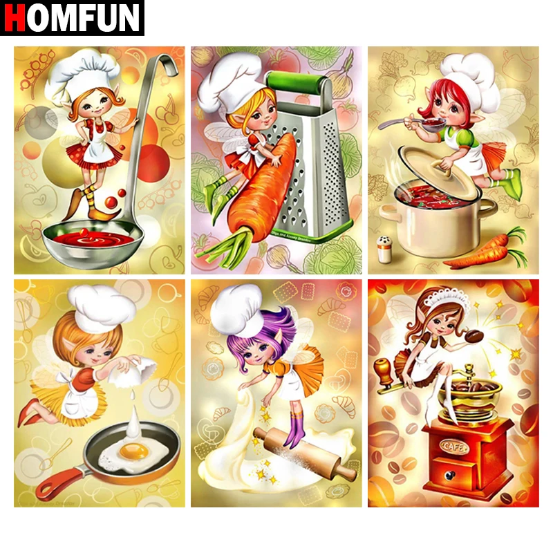 

5d алмазная живопись HOMFUN, полноразмерная/круглая картина «мультяшный эльф» шеф-повара, стразы, для творчества, алмазная вышивка, домашний де...