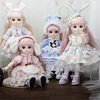 lolita dress bjd doll 16 ball jointed full set toys soft wig vinyl head doll for girl toys gift dolls with fashion clothes