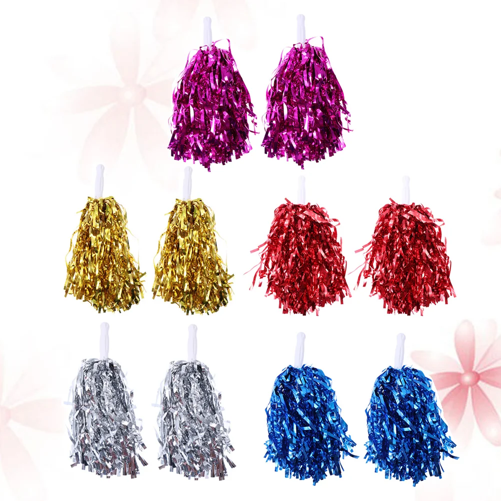

10 Pcs 25g Cheering Balls Squad Spirited Fun Cheerleading Kit Cheer Poms Cheerleaders Supples with Handle for Competitio