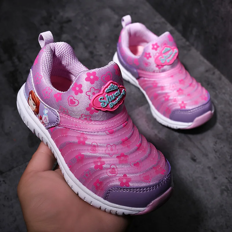 Girls Boys Sports Stretch Mesh Shoes Pu Leather Comfy Breathable Sport Children's Sneakers School Student for | Детская одежда и