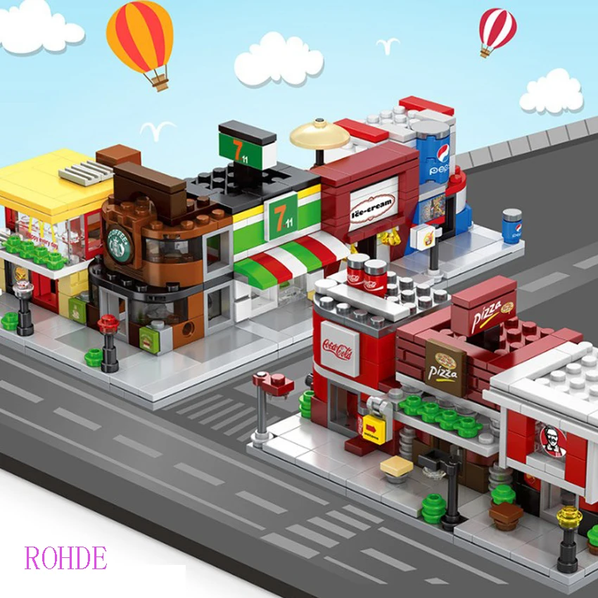 Городской детский мини улиц города строительные блоки сборка &quotсделай сам&quot 3D