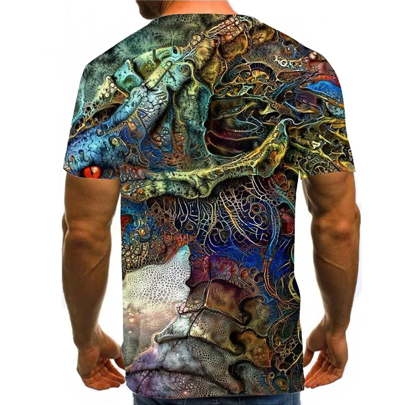 

Men Graphic T Shirts Round Neck 3D Print Short Sleeve Daily Tops Abstract Tees