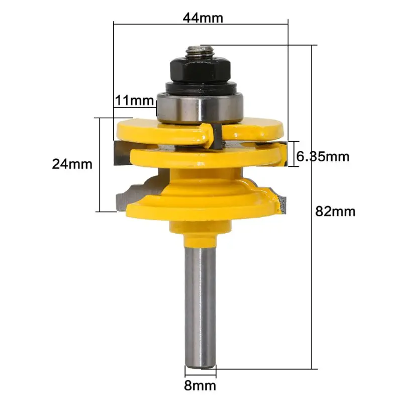 

8mm Shank Glass Door Rail Stile Reversible Router Bit for Woodworking Cutter Cutting Tool