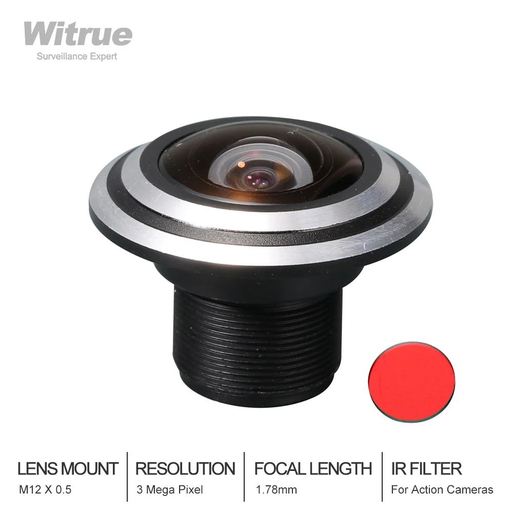 

Объектив видеонаблюдения «рыбий глаз» 3 Мп 1,78 мм M12XP0.5 с креплением 170 градусов широкий угол обзора F1.8 1/3 "с ИК-фильтром для инфракрасной камер...