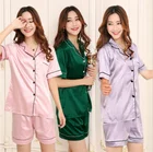 Новинка, женская шелковая атласная пижама, пижамный комплект, одежда для сна, Пижама для пары, Пижамный костюм, женский комплект для сна из двух предметов