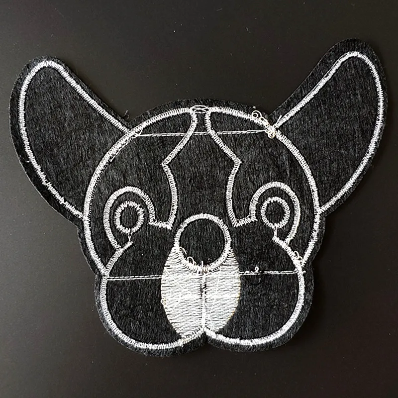 

Embroidery PU Patch 20cm Dog head Diy Clothes Stickers Large Biker Badge Sew On Patches For Clothing Strange Things Christmas