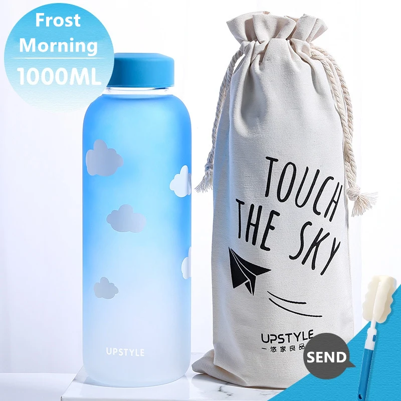 Frost Morning 1000ml 1000 мл уплотнение КИТ стеклянная бутылка для воды с рукавом творческие спортивные бутылки кемпинг бутылка Тур посуда для напитков мои бутылки для воды - Цвет: Frost Morning 1000ml