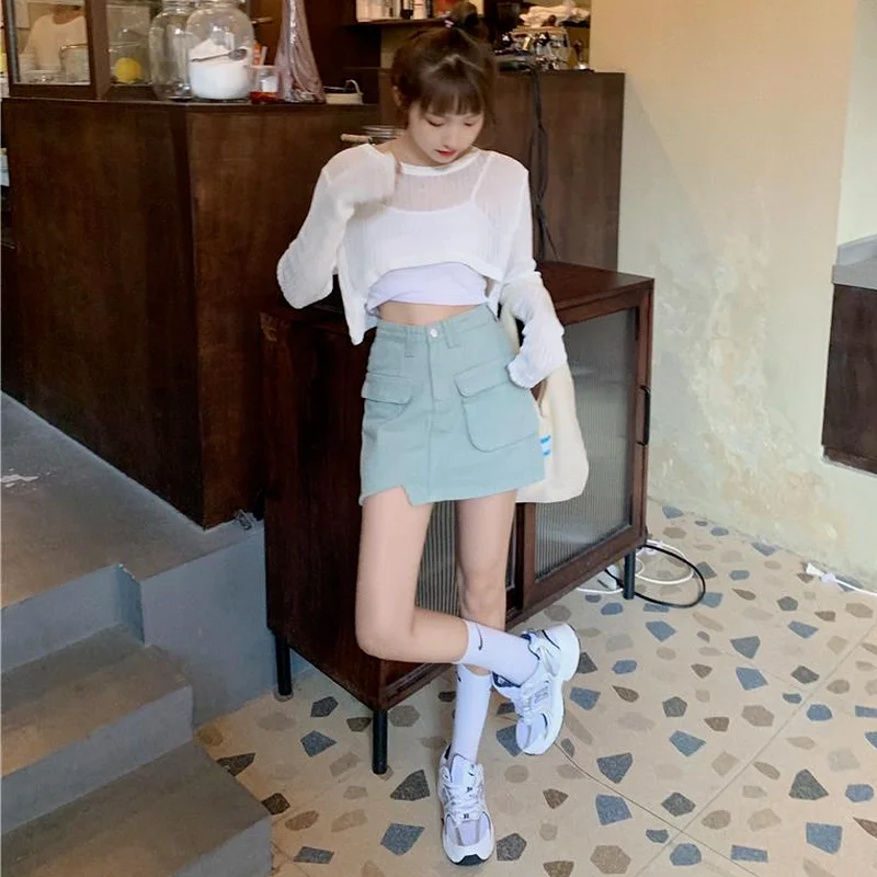 Футболка женская с длинным рукавом простой вязаный Топ для колледжа ажурная