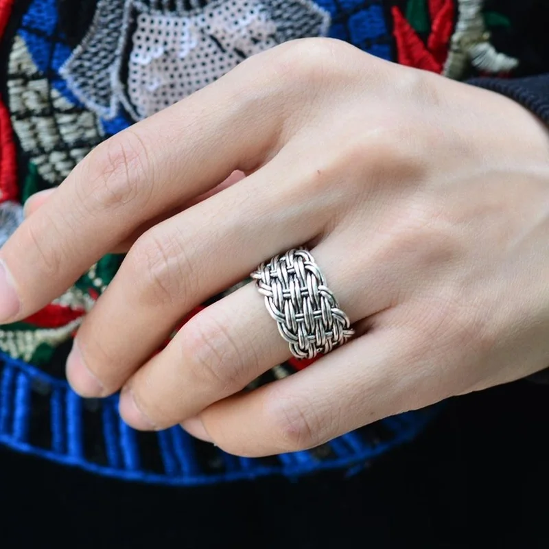 

New Arrival 100% 925 Sterling Silver Trendy Thai Silver Flower Ladies Finger Rings Jewelry For Women Open Ring Never Fade Gift