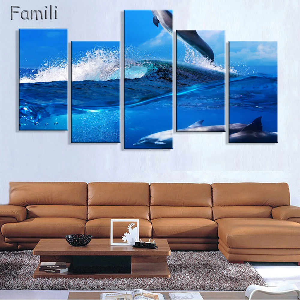 

5 шт. Художественная Современная морская зеленая Синяя пляжная волнистая картина украшение холст Картина Настенная картина для гостиной до...