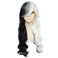 anime danganronpa monokuma women long curly wig cosplay costume dangan ronpa heat resistant synthetic hair white black wigs