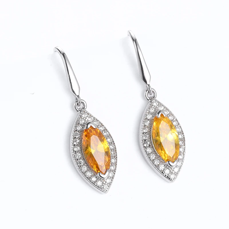 

Special Women Marquise Cut Yellow Zircon Long Earrings Female Party /Casual Fine Jewelry Geometric LSE021