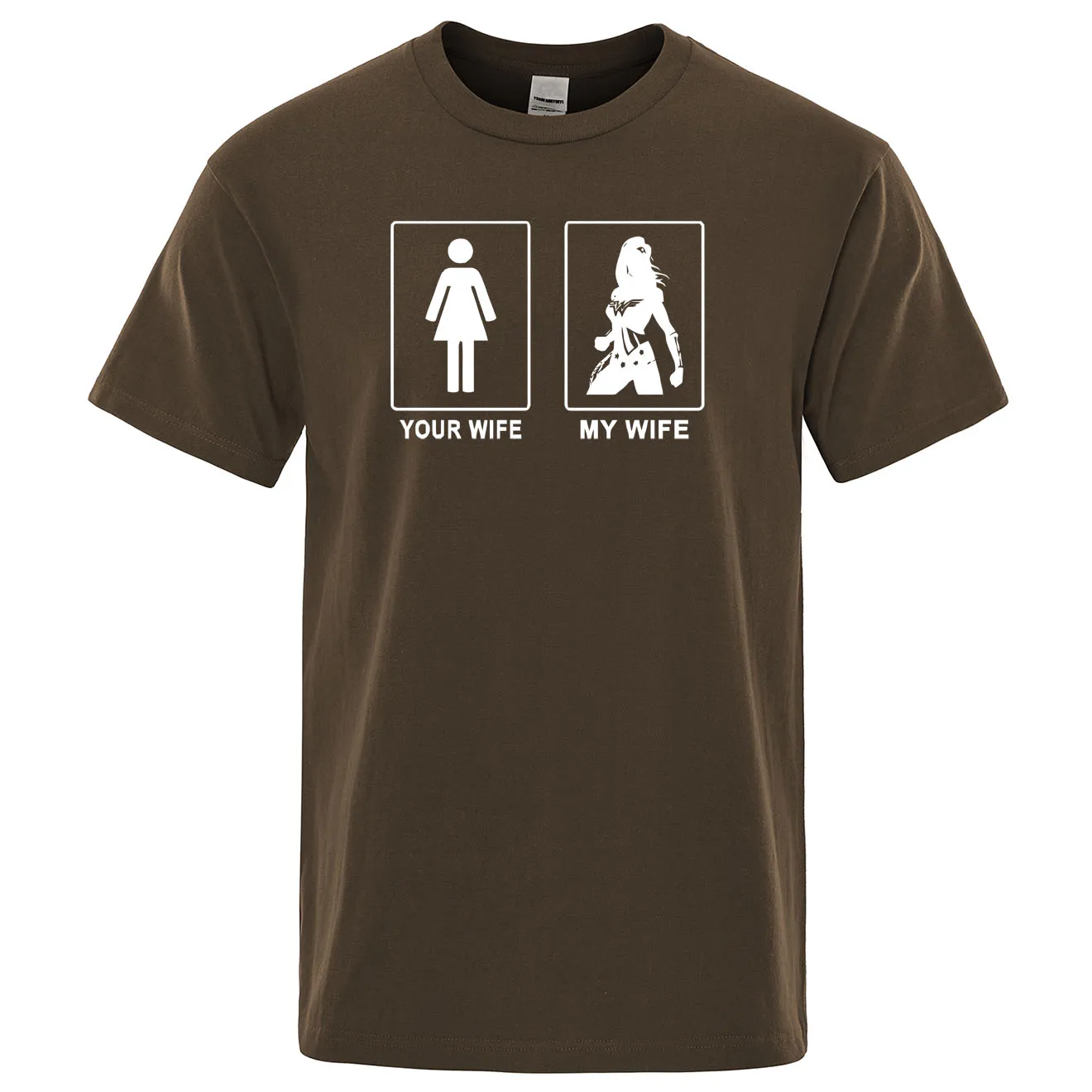 

New Summer Cotton T-shirt Fun My Wife Your Wife T-shirt Men's Short Sleeve Superhero Top Fun Printed T-shirt