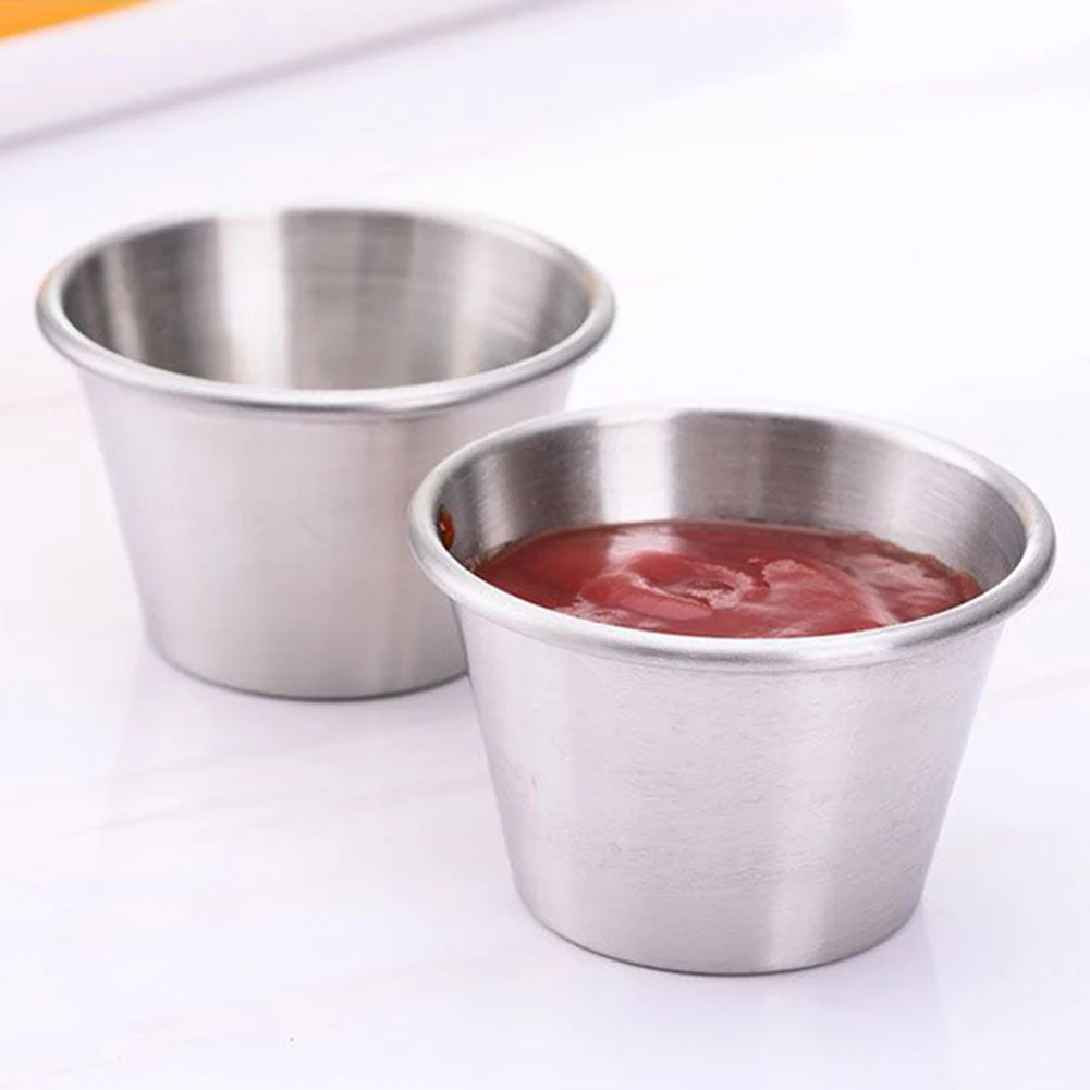 

50ml Stainless Steel Sauce Cup Individual Dipping Cups Portion Cups Ramekins