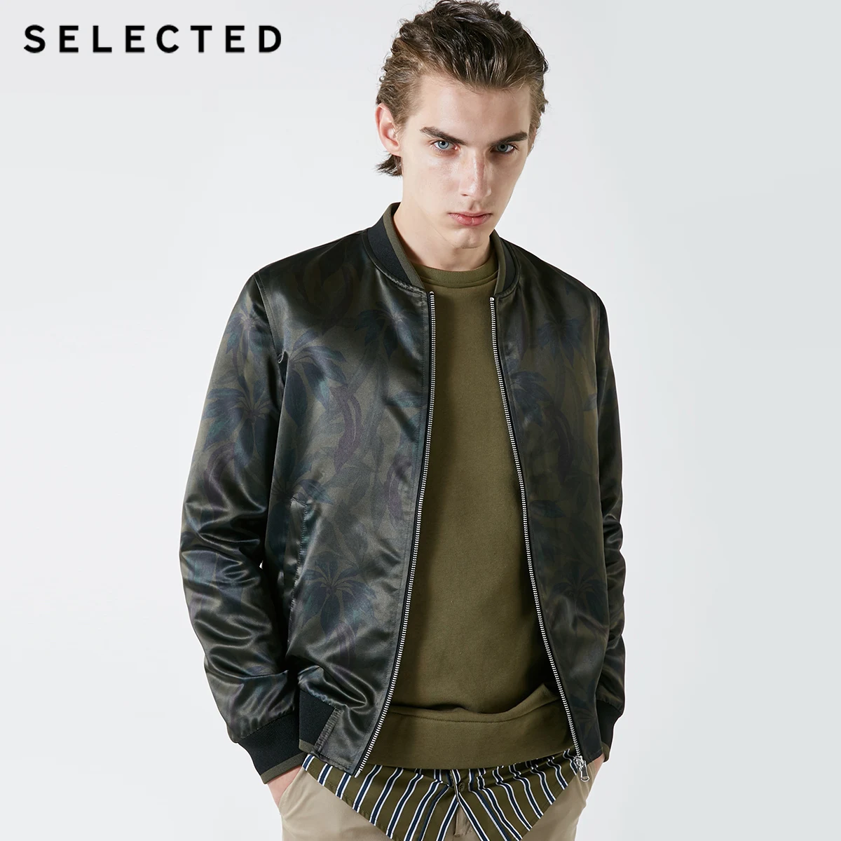 Мужская Весенняя верхняя одежда с принтом шикарная бейсбольная куртка пальто C |