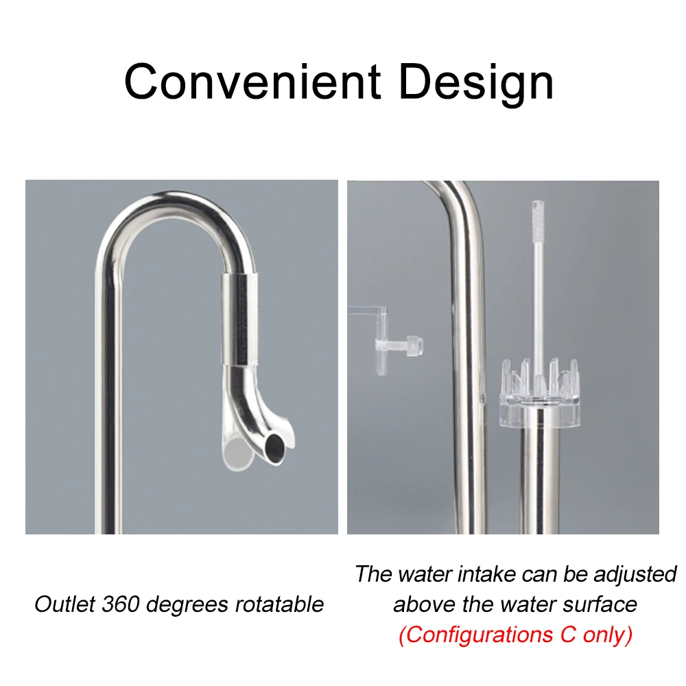304 Steel Stainless Inflow Outflow Lily Pipe for Aquarium Filter Planted Tank Acrylic Surface Skimmer Metal Accessories |